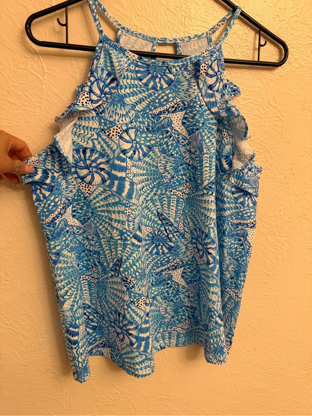 Lilly Pulitzer Aqua Blue Tropical Print Halter Camisole - Picture 3 of 7